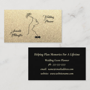 Gold Glitter Wedding Event Planner Business Card