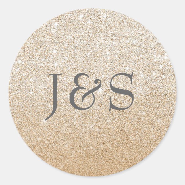 Gold glitter wedding personalised initial stickers (Front)