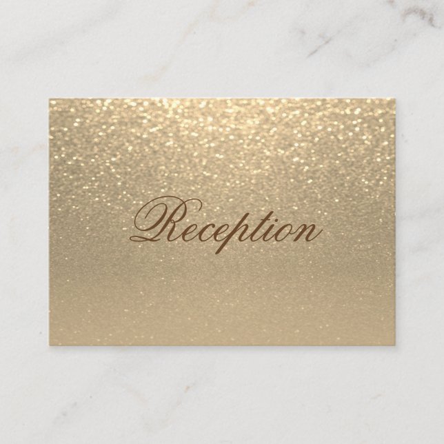 Gold Glitter Wedding Reception Enclosure Card (Front)