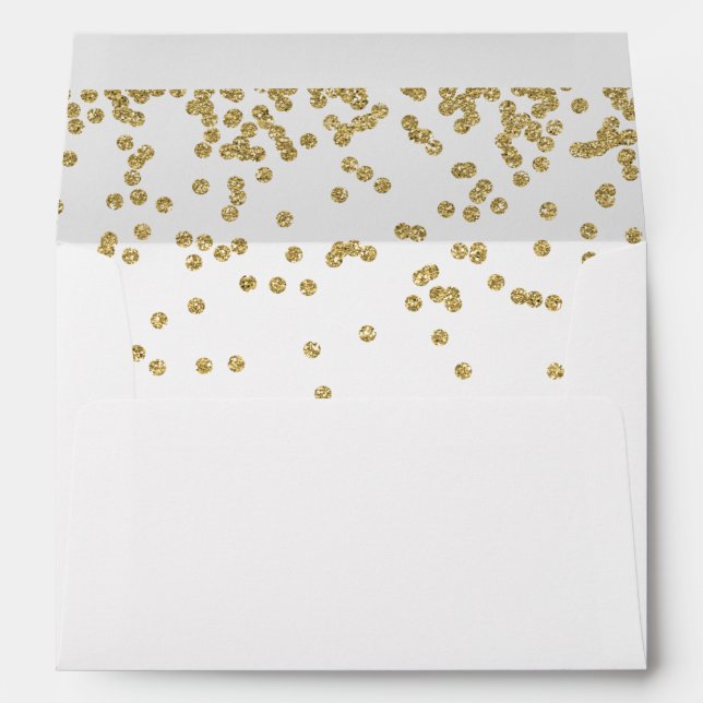 Gold Glitter Wedding Return Address 5x7 Envelope (Back (Bottom))