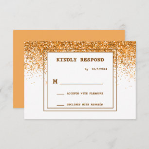 Gold Glitter Wedding RSVP Card