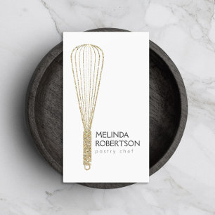 Gold Glitter Whisk Bakery Business Card