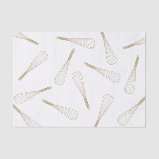 Gold Glitter Whisk Pattern Tissue Paper (Front)