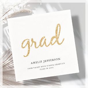 Gold Glitter   White Graduation Napkin