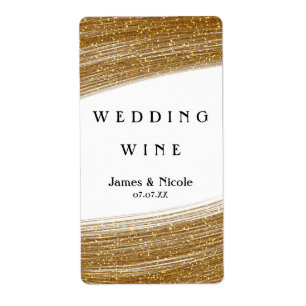 Gold Glitter & White Sparkle Elegant Wine Labels