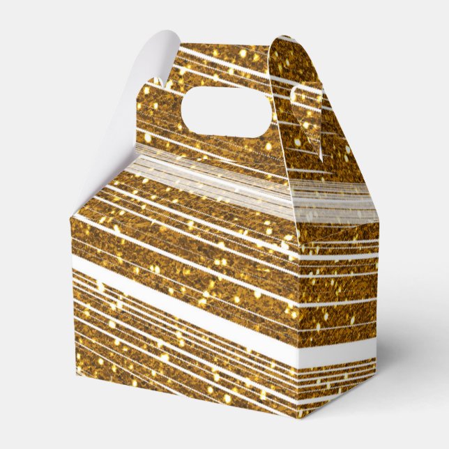 Gold Glitter & White Sparkle Party Favour Boxes (Front Side)