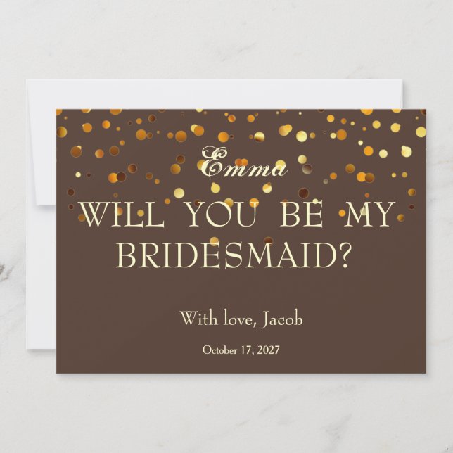 Gold Glitter Will You Be My Bridesmaid Invitation (Front)