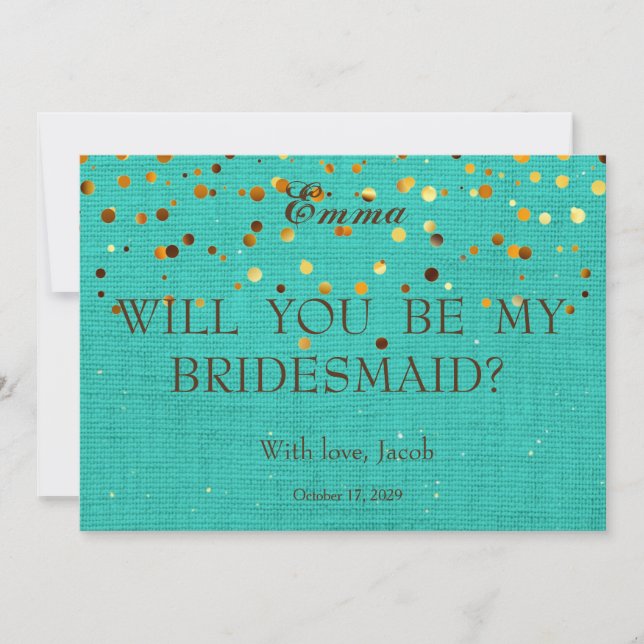 Gold Glitter Will You Be My Bridesmaid Invitation (Front)