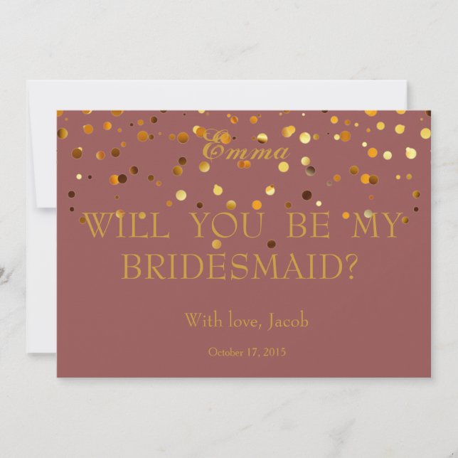 Gold Glitter Will You Be My Bridesmaid Invitation (Front)