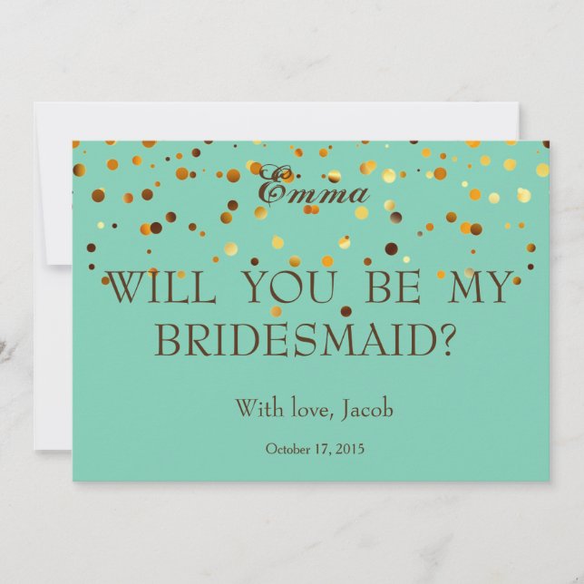 Gold Glitter Will You Be My Bridesmaid Invitation (Front)