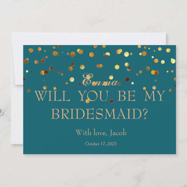 Gold Glitter Will You Be My Bridesmaid Invitation (Front)