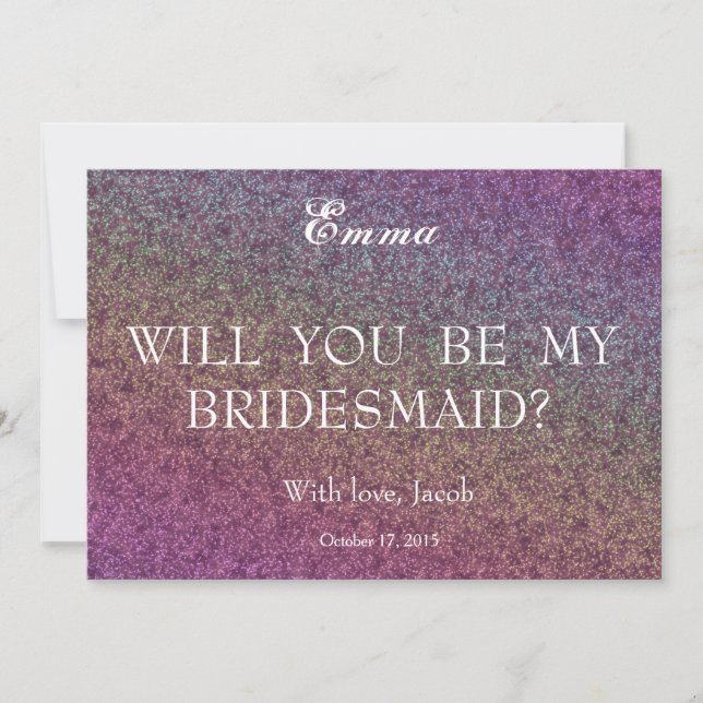 Gold Glitter Will You Be My Bridesmaid Invitation (Front)