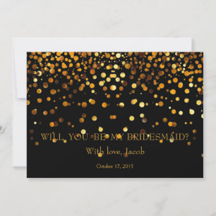 Gold Glitter Will You Be My Bridesmaid Invitation