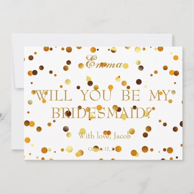 Gold Glitter Will You Be My Bridesmaid Invitation (Front)