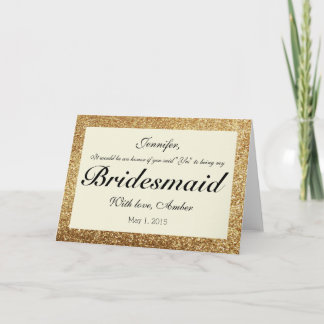 Gold Glitter Will You Be My Bridesmaid Invitation
