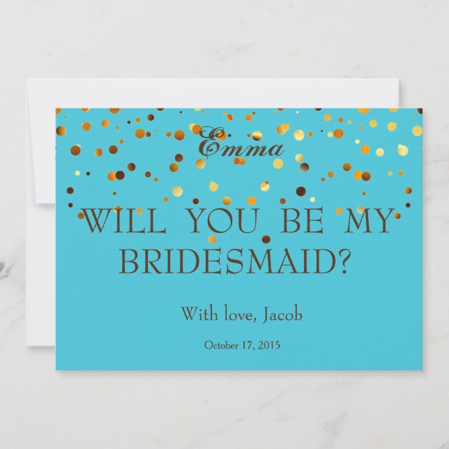 Gold Glitter Will You Be My Bridesmaid Invitation (Front)