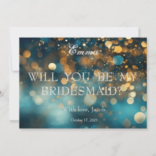 Gold Glitter Will You Be My Bridesmaid Invitation