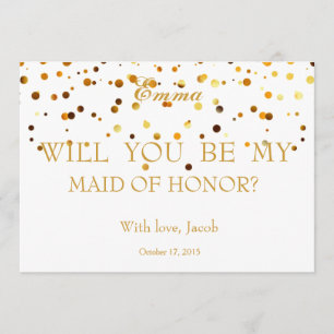 Gold Glitter Will You Be My MAID OF HONOR Invitation