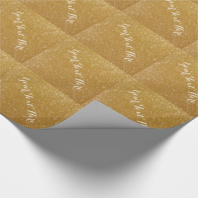 Gold glitter wrapping paper with chic typography (Corner)
