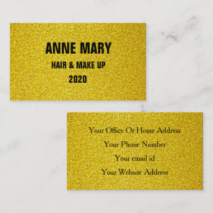 Gold Glitter Yellow Black Hair & Make Up Modern Business Card