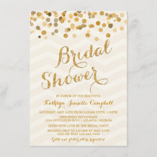 Gold Glittering Confetti Bridal Shower Invite