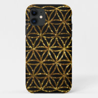 Gold glittering sparkle flower of life