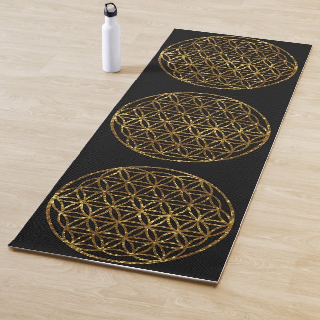 Gold glittering sparkle flower of life yoga mat (In Situ)