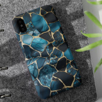 Gold Glitters Cracked Blue Marble Modern Textures