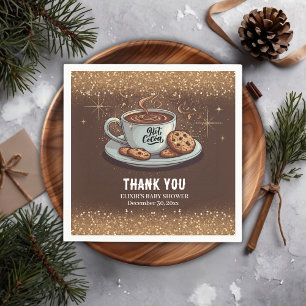 Gold Glitters Hot Chocolate Winter Baby Shower Napkin