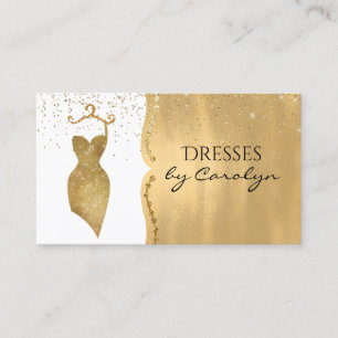 Gold Glittery Dress Seamstress Business Card
