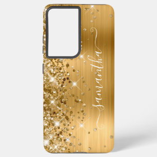 Gold Glittery Foil Girly Signature Samsung Galaxy Case