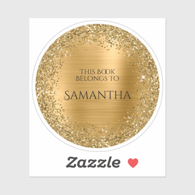 Gold Glittery Foil This Book Belongs To Circle (Sheet)