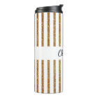 Gold Glittery Striped Custom Thermal Tumbler