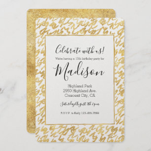 Gold Glitz Abstract Squiggles Invitation