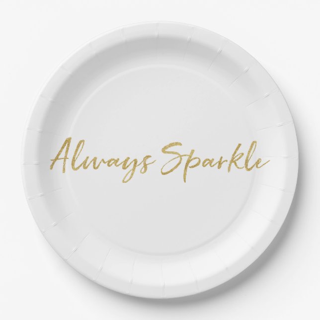 Gold Glitz Always Sparkle Paper Plate (Front)