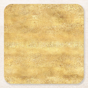 Gold Glitz Christmas Square Paper Coaster