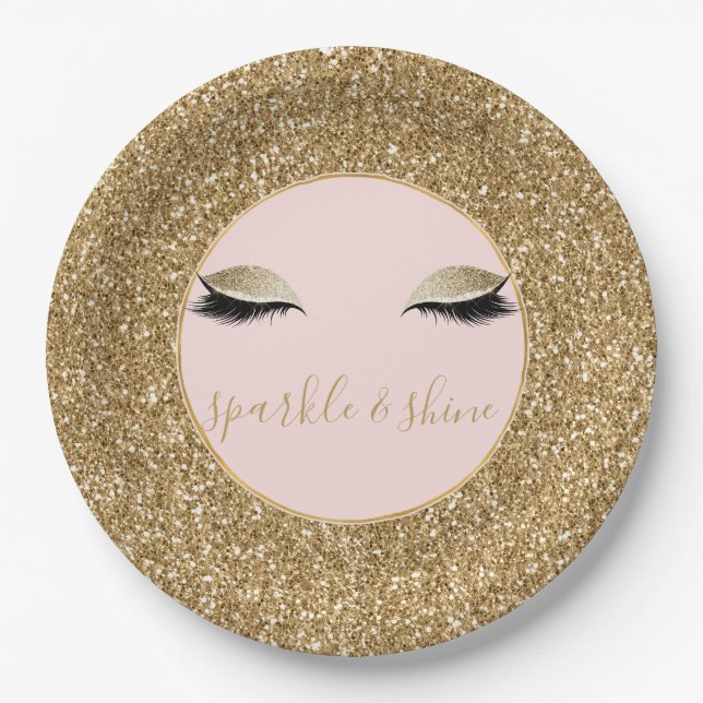 Gold Glitz Eyes Paper Plate (Front)