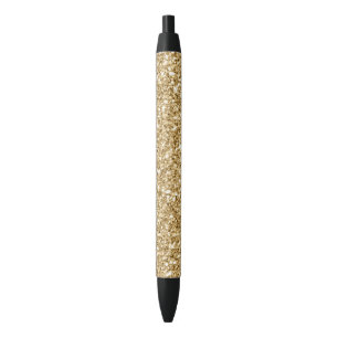 Gold Glitz Glitter Black Ink Pen