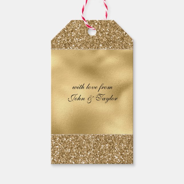 Gold Glitz Glitter Gift Tags (Front)