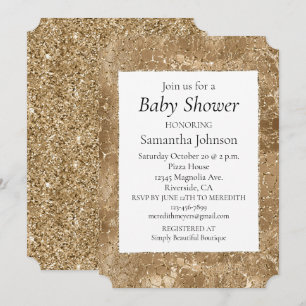 Gold Glitz Glitter Giraffe Print  Invitation