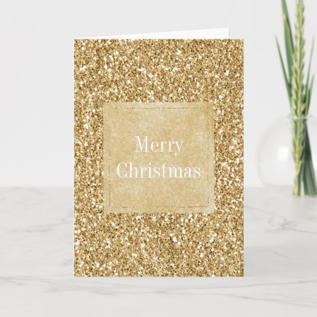 Gold Glitz Glitter Sparkle Christmas Card (Front)