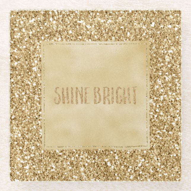 Gold Glitz Glitter Sparkle      Glass Coaster (Front)