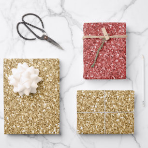 Gold Glitz Glitter Wrapping Paper Sheet