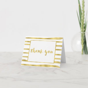 Gold Glitz Stripes Thank You Card