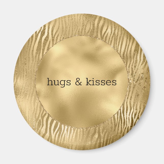 Gold Glitz Zebra personalized quote Magnet (Front)