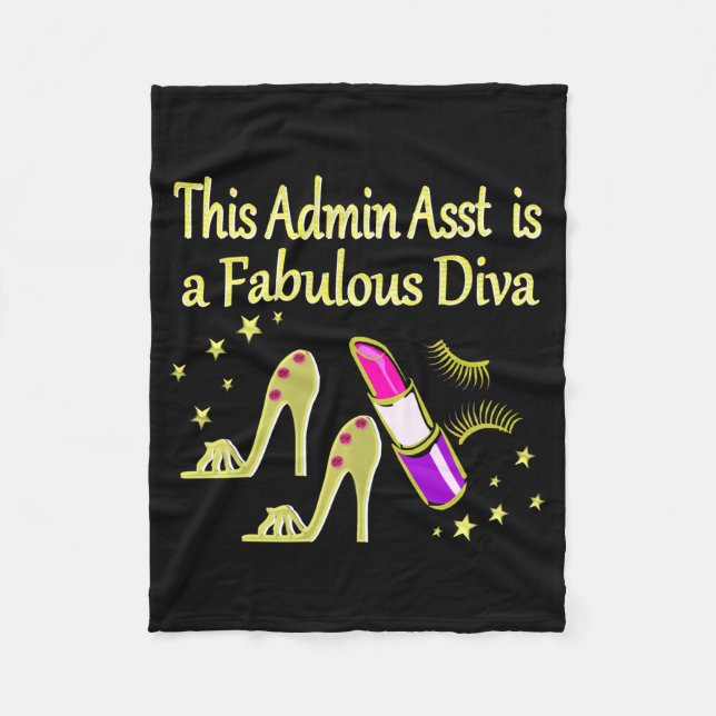 GOLD GLITZY ADMIN ASSISTANT DIVA DESIGN FLEECE BLANKET (Front)