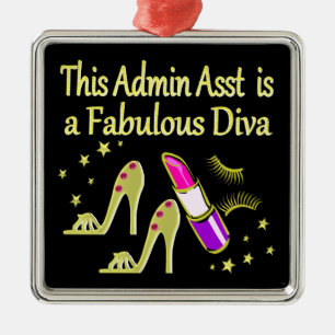 GOLD GLITZY ADMIN ASSISTANT DIVA DESIGN METAL TREE DECORATION