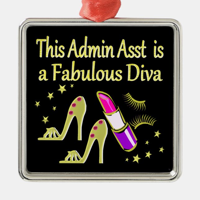 GOLD GLITZY ADMIN ASSISTANT DIVA DESIGN METAL TREE DECORATION (Front)