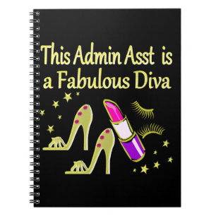 GOLD GLITZY ADMIN ASSISTANT DIVA DESIGN SPIRAL NOTEBOOK