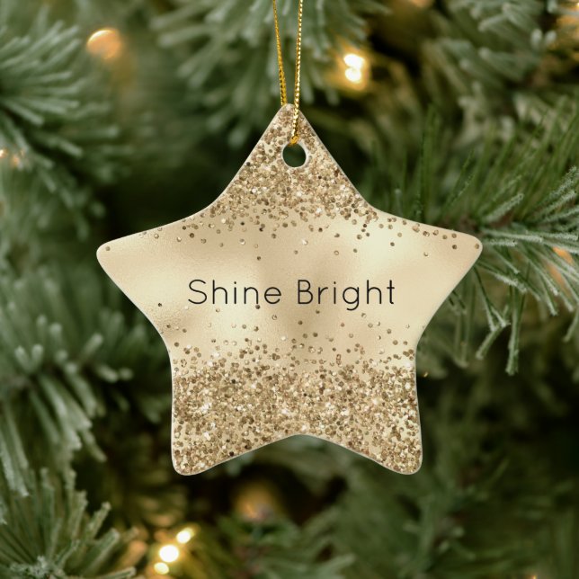 Gold Glitzy Confetti Glitter Sparkle    Ceramic Tree Decoration (Tree)